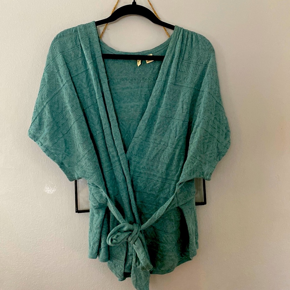Anthropologie, Moth, LP, short sleeve wrap cardigan/top.